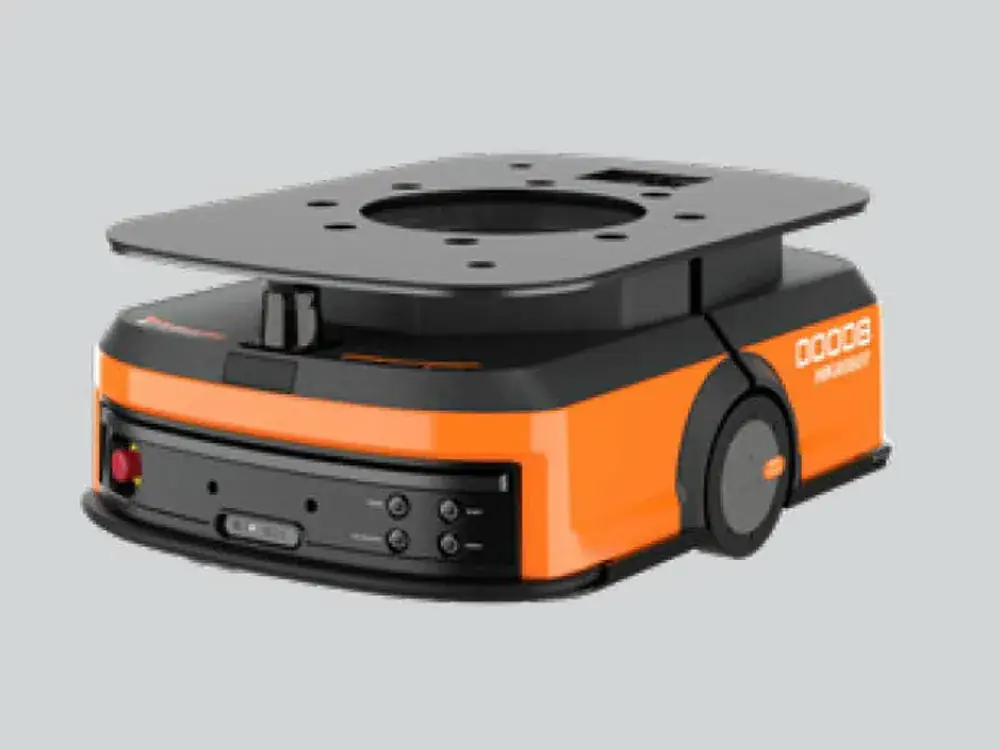 Robot mobile autonome sous un rack d'entrepôt